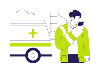 Ambulance car driver abstract concept vector illustration.