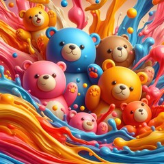 Warm Embrace: Cute Bear Painting with Oil Paint