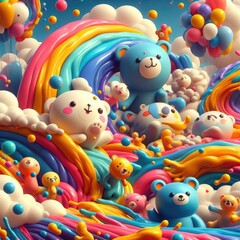 Warm Embrace: Cute Bear Painting with Oil Paint