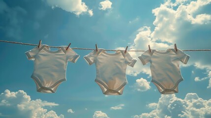 White Baby Onesies on Clothesline