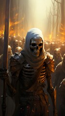 Fototapeta premium A dark sorceress raising a skeleton army