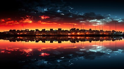 Obraz premium A digital city with lights and neon in the style of