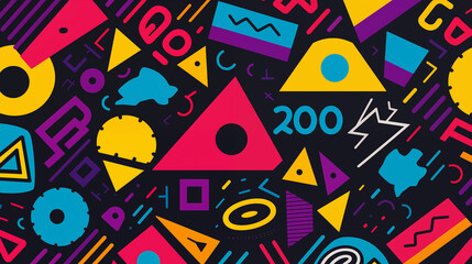 90s Geometric Image, Pattern Style, For Wallpaper, Desktop Background, Smartphone Cell Phone Case, Computer Screen, Cell Phone Screen, Smartphone Screen, 16:9 Format - PNG