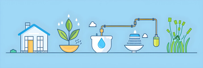 Illustrative Concept of Various Water Conservation Techniques in Daily Life