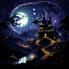 Obraz premium A dreamlike abstract background with surreal landscapes
