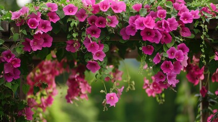 Obraz premium Ideal climber for pergolas trellises or hanging baskets in warm climates Jumka Bail needs well drained soil and moderate sunlight and watering