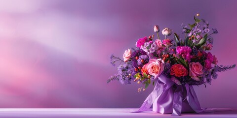 purple flower bouquet arrangement gift, ai