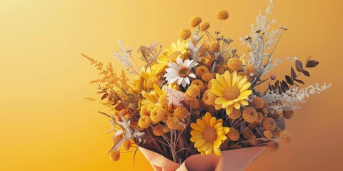 yellow flower bouquet arrangement gift, ai