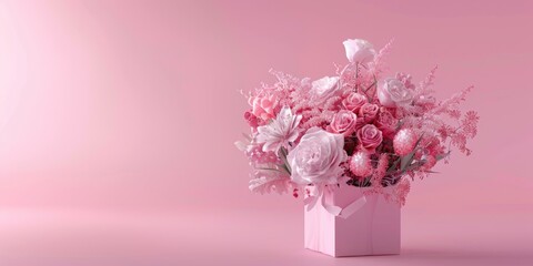 pink flower bouquet arrangement gift, ai