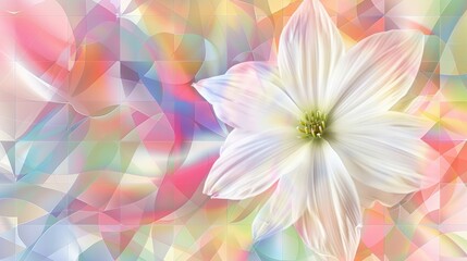 Fototapeta premium Floral White Bloom on Vibrant Checkered Background Design for Wallpaper Logo