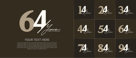 Set of Anniversary Logotype brown and white color with calligraphy can be use for special day celebration