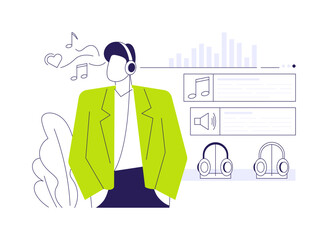 Headphones abstract concept vector illustration.