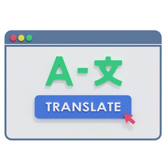 web online translation site course language learning 3d icon illustration