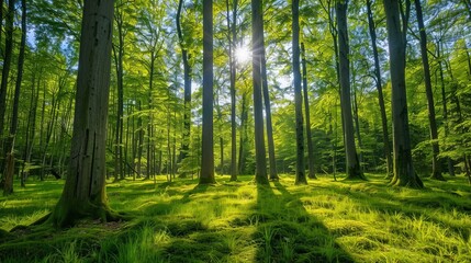 Pristine Forest with Lush Greenery Under Clear Blue Skies on World Nature Conservation Day