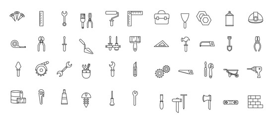 Tool repair and construction icon collection. Vector illustration.