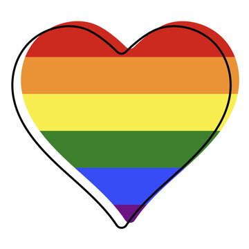 Gay pride heart with outline