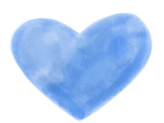 青いハートの水彩イラスト