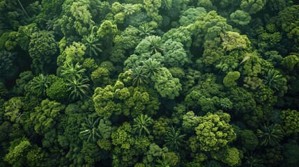 A breathtaking bird s eye view showcases the lush green canopy of the forest illustrating the vital importance of conserving our top ecosystem and the natural environment to protect our pla - Powered by Adobe