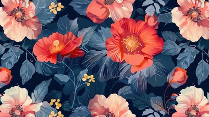Flower pattern and textile design seamlessly integrated with a stylish background