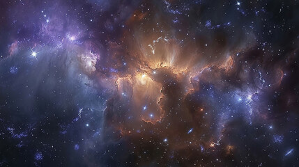 Naklejka premium Cosmic Tapestry Exploring Nebula and Star Cluster - Celestial Wonders in the Vast Universe