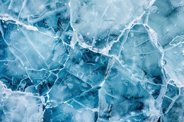 Textured background of blue ice on smooth surface of frozen lake water in winter in vatnajokull national park - generative ai