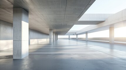 Modern concrete architecture with sunlight