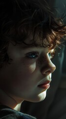 Contemplative child in soft light