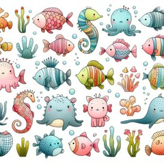 Cartoon Sea Animals: Child-Friendly