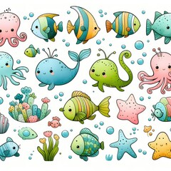 Cartoon Sea Animals: Child-Friendly