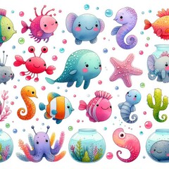 Cartoon Sea Animals: Child-Friendly