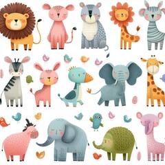 Cartoon Zoo Animals: Child-Friendly