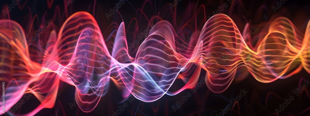 Poster wave packet interaction with medium showcasing resonance at specific frequencies in d animation