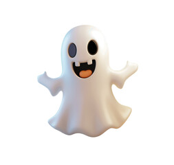 A cute funny ghost in a children's 3d style or a spirit in the form of a toy, a rendering of a shower for Halloween, a cut-out background