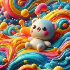 Obraz premium Child-Friendly Abstract Background: Cheerful Oil Painting
