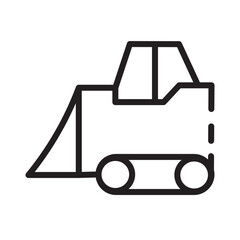Building Buldozer Work Line Icon