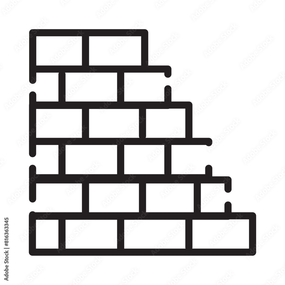 Poster block brick wall line icon