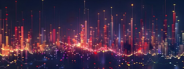 Fototapeta premium Frequency Distribution of Employment Trends in an Industry Visualized through a D