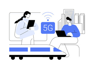 5G public Wi-Fi isolated cartoon vector illustrations.