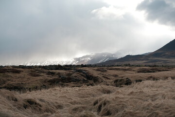 Iceland landscape mountain and sea 