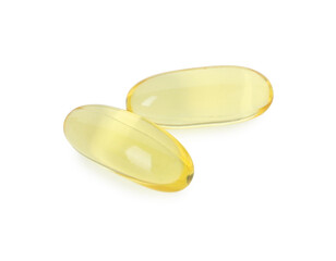 Vitamin capsules isolated on white. Health supplement