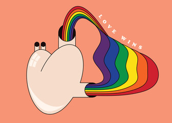 LGBT Pride month and diversity concept background decorated with rainbow flag stripe and heart