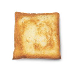 One piece of fresh toast bread isolated on white, top view