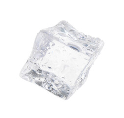Obraz premium One crystal clear ice cube isolated on white