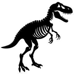 Dinosaur skeleton T rex icon black color vector black color silhouette, white background