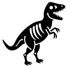 Dinosaur skeleton T rex icon black color vector black color silhouette, white background