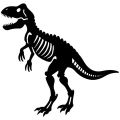 Dinosaur skeleton T rex icon black color vector black color silhouette, white background