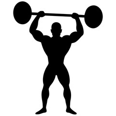 body builder doing workout vector silhouette black color illustration