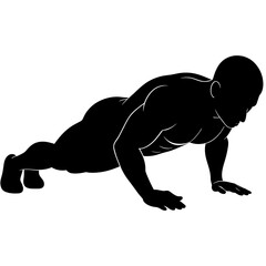 a man push up on the ground vector silhouette black color illustration