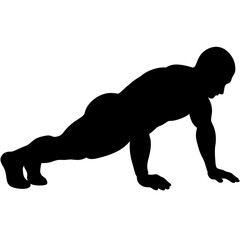 a man push up on the ground vector silhouette black color illustration