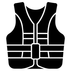 life Jacket silhouette, life jacket black color illustration